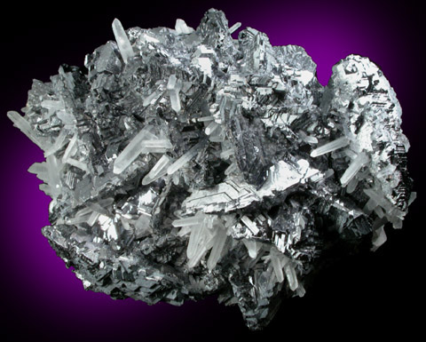 Galena (Spinel-law twinned crystals) with Quartz from Krushev Dol Mine, Madan District, Rhodope Mountains, Bulgaria