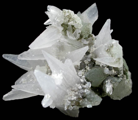 Calcite on Prehnite from Millington Quarry, Bernards Township, Somerset County, New Jersey