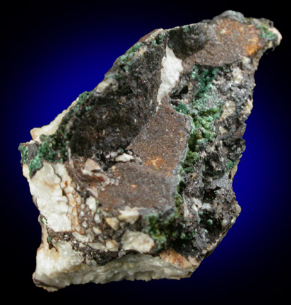 Chalcosiderite on Goethite from Wheal Phoenix, Stowes Section, Liskeard District, Cornwall, England (Type Locality for Chalcosiderite)