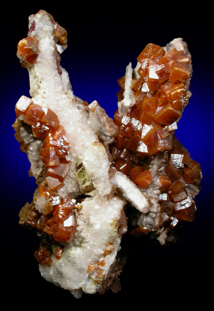 Wulfenite on Calcite from Sierra de Los Lamentos, Chihuahua, Mexico