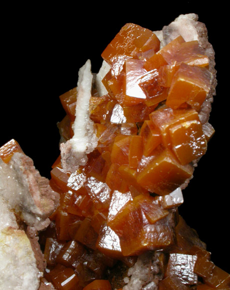 Wulfenite on Calcite from Sierra de Los Lamentos, Chihuahua, Mexico