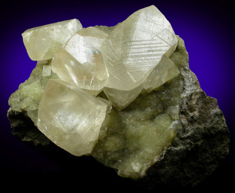 Calcite on Prehnite from Millington Quarry, Bernards Township, Somerset County, New Jersey