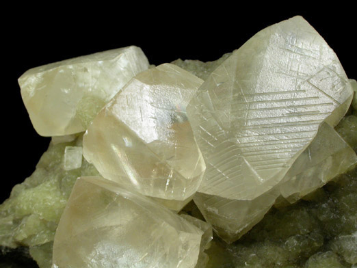 Calcite on Prehnite from Millington Quarry, Bernards Township, Somerset County, New Jersey