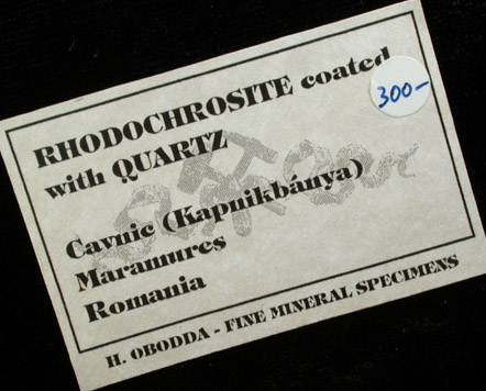 Rhodochrosite with Quartz from Cavnic Mine (Kapnikbanya), Maramures, Romania (Type Locality for Rhodochrosite)
