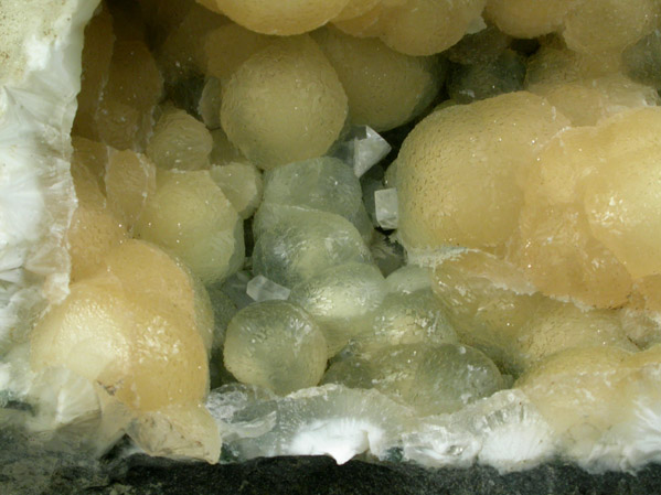 Prehnite over Pectolite from O and G Industries Southbury Quarry, Southbury, New Haven County, Connecticut