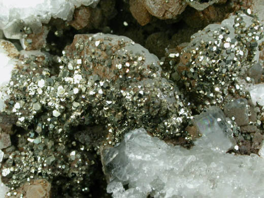 Pyrite on Datolite with Calcite from Millington Quarry, Bernards Township, Somerset County, New Jersey