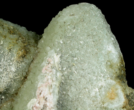 Quartz coated with Prehnite from U.S. Route 1 road cut, south of Calais, Washington County, Maine