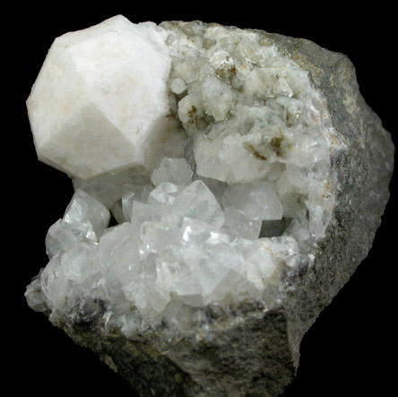 Analcime on Calcite from Prospect Park Quarry, Prospect Park, Passaic County, New Jersey