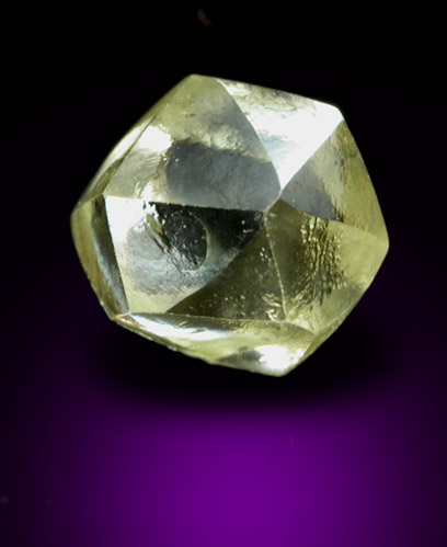Diamond (0.69 carat yellow tetrahexahedral crystal) from Williamson Mine, Mwadui, Tanzania