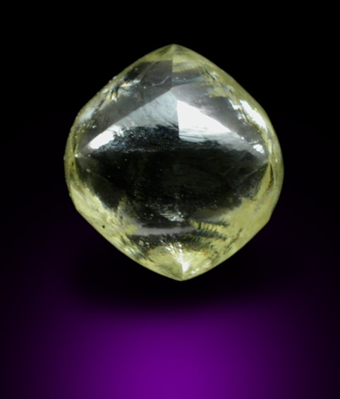 Diamond (0.88 carat yellow tetrahexahedral crystal) from Williamson Mine, Mwadui, Tanzania