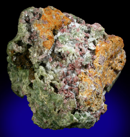Fluorite on Diopside with Sphalerite and Pyrite from Goodall Farm Quarry, Sanford, York County, Maine