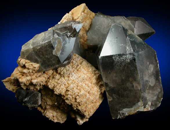 Quartz var. Smoky with Microcline and Hyalite Opal from Middle Moat Mountain, Hale's Location, Carroll County, New Hampshire