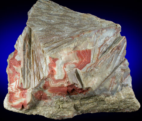 Quartz var. Banded Agate with casts after Anhydrite from Prospect Park Quarry, Prospect Park, Passaic County, New Jersey