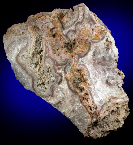 Quartz var. Banded Agate with Amethyst Quartz from Braen's Quarry, Hawthorne, Passaic County, New Jersey