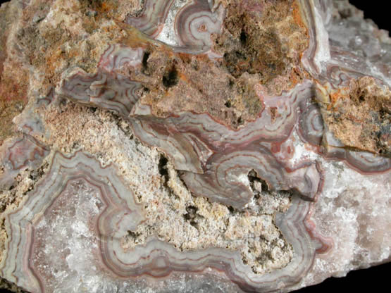 Quartz var. Banded Agate with Amethyst Quartz from Braen's Quarry, Hawthorne, Passaic County, New Jersey