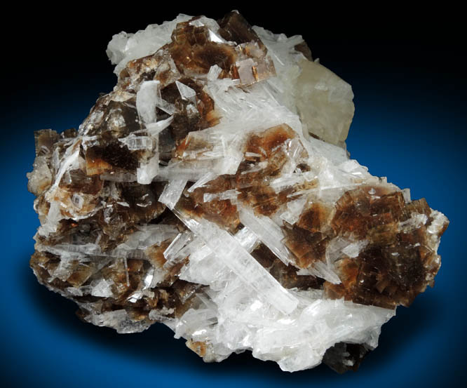 Fluorite on Celestine with Calcite from White Rock Quarry, Clay Center, Ottawa County, Ohio