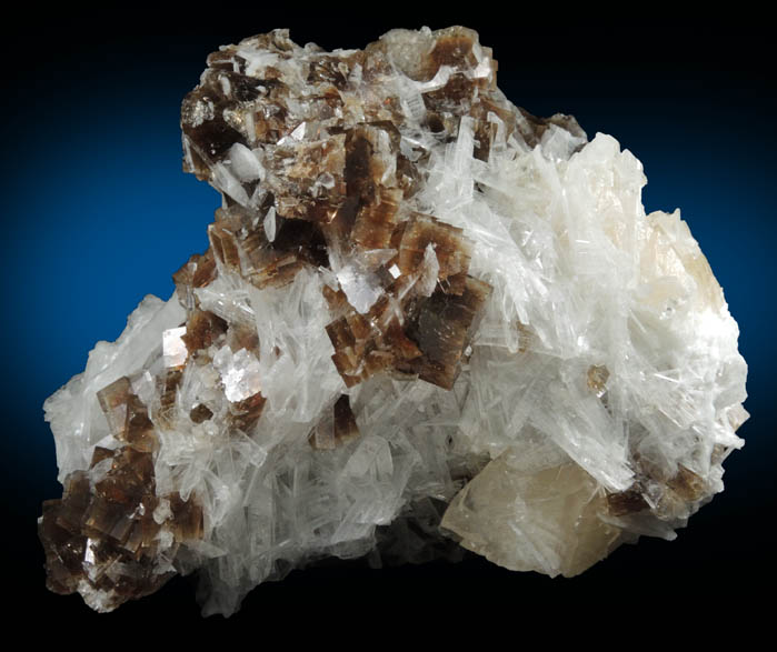 Fluorite on Celestine with Calcite from White Rock Quarry, Clay Center, Ottawa County, Ohio