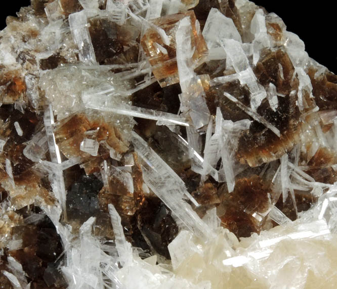 Fluorite on Celestine with Calcite from White Rock Quarry, Clay Center, Ottawa County, Ohio