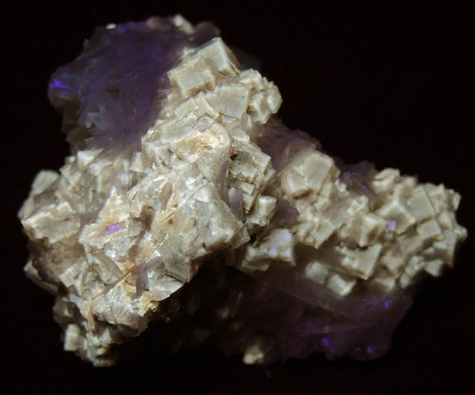 Fluorite on Celestine with Calcite from White Rock Quarry, Clay Center, Ottawa County, Ohio