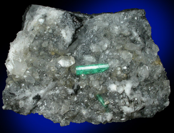 Beryl var. Emerald in Calcite from Coscuez Mine, Vasquez-Yacop District, Boyac Department, Colombia