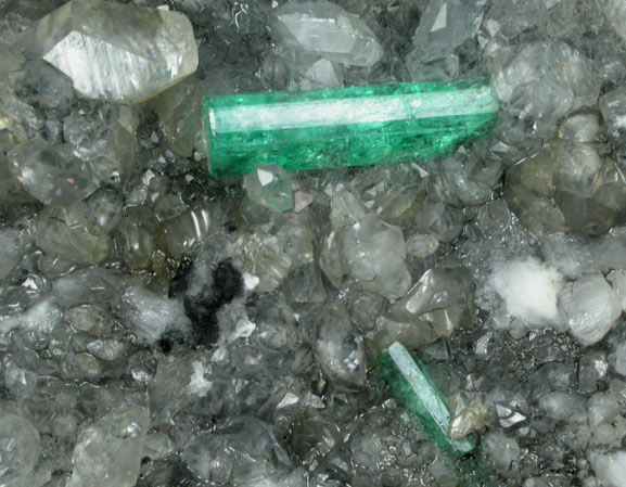 Beryl var. Emerald in Calcite from Coscuez Mine, Vasquez-Yacop District, Boyac Department, Colombia