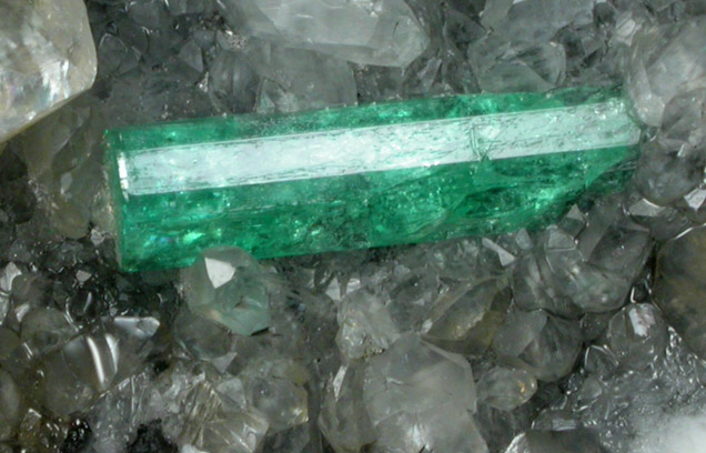 Beryl var. Emerald in Calcite from Coscuez Mine, Vasquez-Yacop District, Boyac Department, Colombia