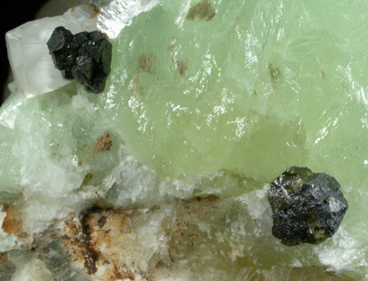 Sphalerite on Prehnite from Millington Quarry, Bernards Township, Somerset County, New Jersey