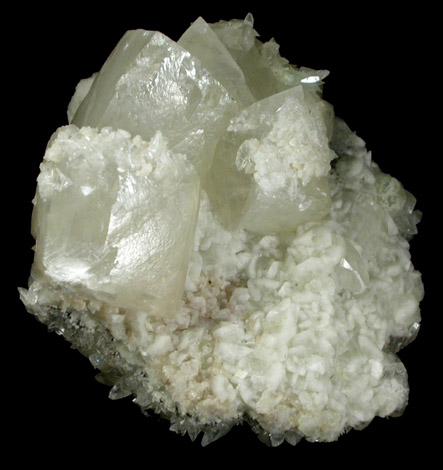 Calcite on Datolite with Prehnite from New Street Quarry, Paterson, Passaic County, New Jersey