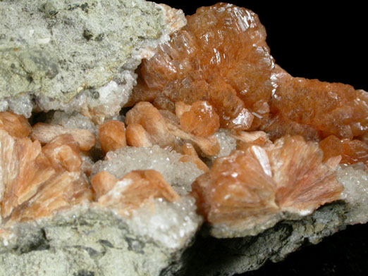 Stilbite-Ca with Calcite from Francisco Brothers Quarry, Great Notch, Passaic County, New Jersey