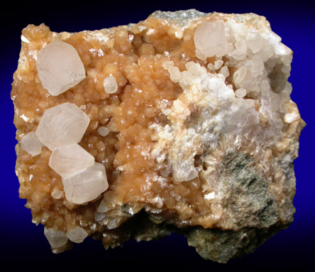 Stilbite-Ca with Calcite from Moore's Station Quarry, 44 km northeast of Philadelphia, Mercer County, New Jersey