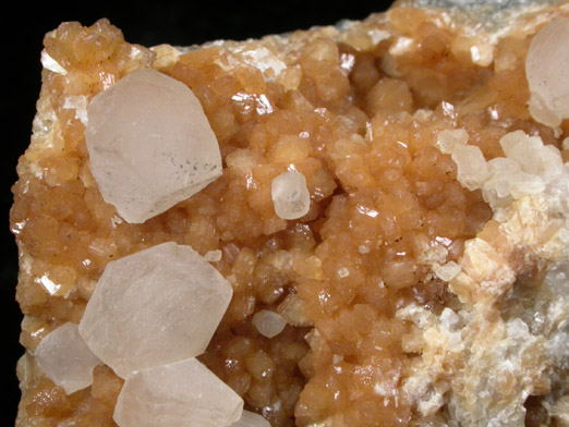 Stilbite-Ca with Calcite from Moore's Station Quarry, 44 km northeast of Philadelphia, Mercer County, New Jersey