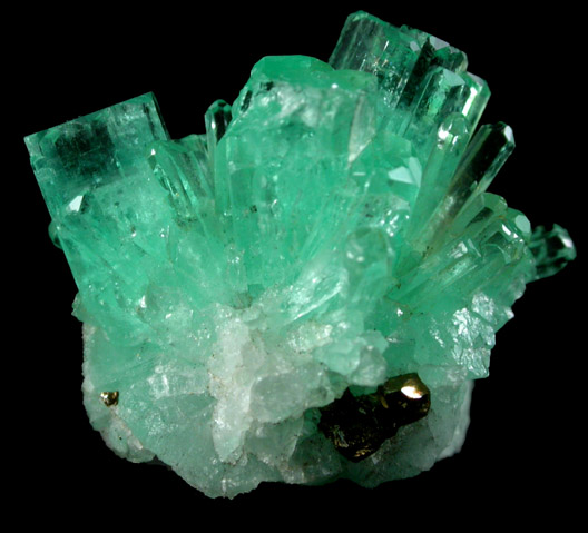 Beryl var. Emerald with Pyrite from Chivor Mine, Guavi-Guateque District, Boyac Department, Colombia