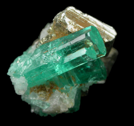 Beryl var. Emerald with Pyrite from Chivor Mine, Guavi-Guateque District, Boyac Department, Colombia