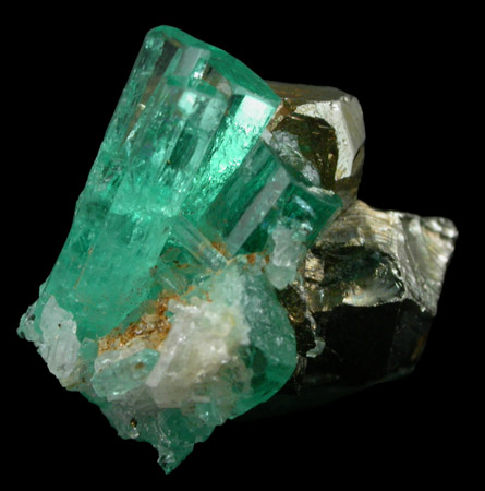 Beryl var. Emerald with Pyrite from Chivor Mine, Guavi-Guateque District, Boyac Department, Colombia
