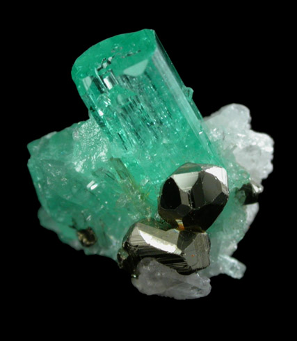 Beryl var. Emerald with Pyrite from Chivor Mine, Guavi-Guateque District, Boyac Department, Colombia