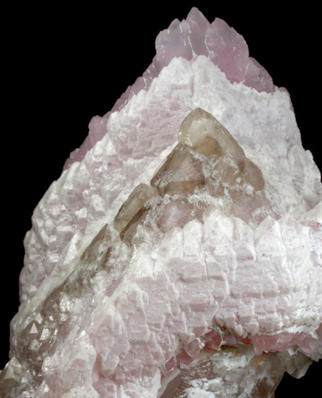 Quartz var. Rose Quartz Crystals from Lavra da Ilha, Taquaral, Jequitinhonha River, Minas Gerais, Brazil