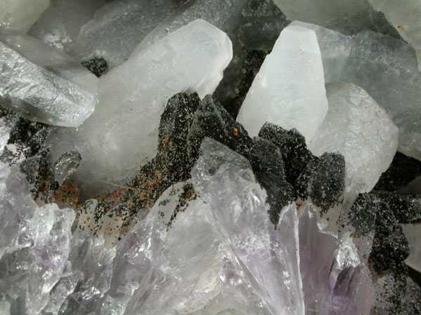 Calcite on Quartz var. Amethyst from Castelinho Mine, near Frederico Westphalen, Alto Uruguai, Rio Grande do Sul, Brazil