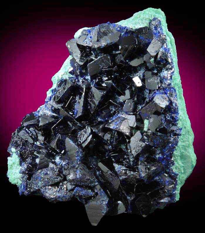 Azurite on Malachite from Carlota Mine, 3460' level, Pinto Creek, Miami-Inspiration District, Gila County, Arizona