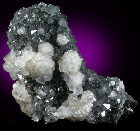 Quartz and Calcite over Ilvaite from Dalnegorsk, Primorskiy Kray, Russia