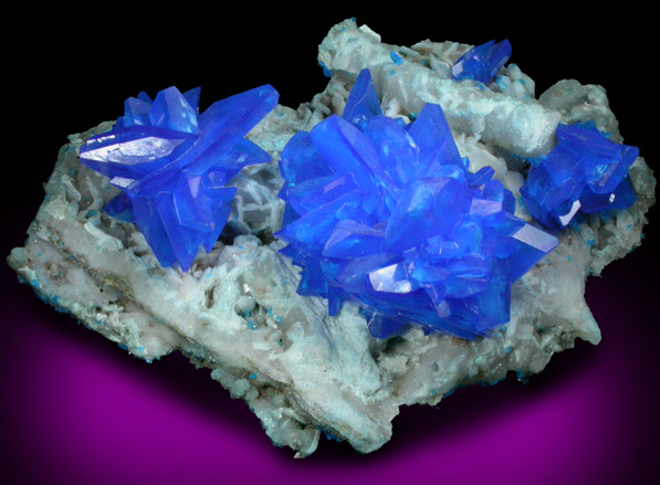 Chalcanthite (Synthetic) grown on Quartz from Man-made