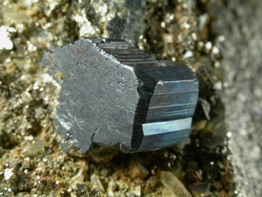 Bournonite on Pyrite from Mina Machacamarca, Viboras Section, near Colavi, Potosi, Bolivia