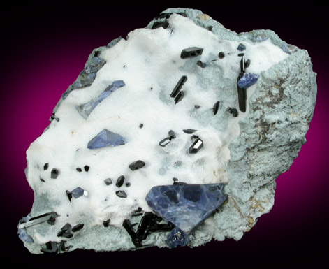 Benitoite and Natrolite in Natrolite from Benitoite Gem Mine, San Benito County, California (Type Locality for Benitoite)