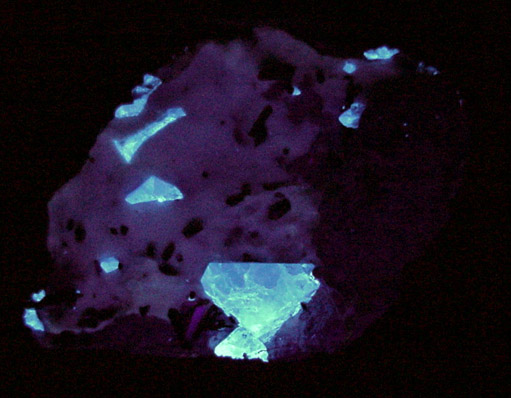 Benitoite and Natrolite in Natrolite from Benitoite Gem Mine, San Benito County, California (Type Locality for Benitoite)