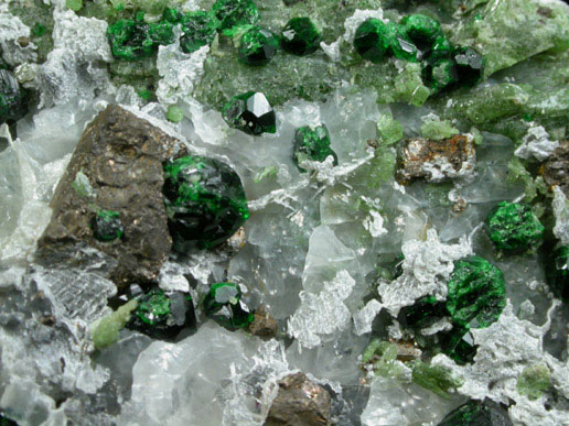 Uvarovite Garnet, Diopside, Pyrrhotite from Outokumpu, It-Suomen Lni, Finland