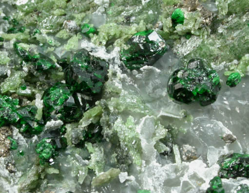 Uvarovite Garnet, Diopside, Pyrrhotite from Outokumpu, It-Suomen Lni, Finland