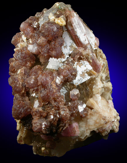 Lepidolite on Quartz with Elbaite var. Rubellite Tourmaline from Himalaya Mine, Mesa Grande District, San Diego County, California