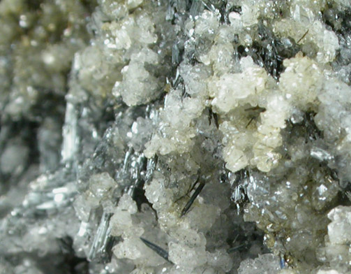 Stibnite, Calcite, Berthierite from San Martn Mine, Sombrerete, Zacatecas, Mexico