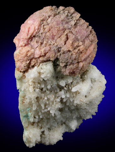 Rhodochrosite on Quartz from Grizzly Bear Mine, Ouray District, Ouray County, Colorado