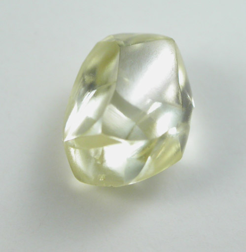 Diamond (0.88 carat yellow-green elongated dodecahedral crystal) from Northern Cape Province, South Africa