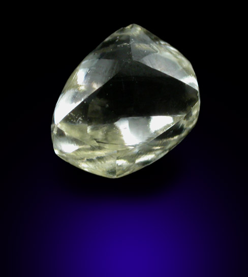 Diamond (0.86 carat gem-grade pale-yellow elongated crystal) from Premier Mine, Gauteng Province, South Africa